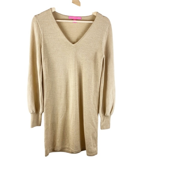 LILLY PULITZER Sariya Wool Blend Metallic Shimmer Sweater Dress Size XS - Picture 4 of 10